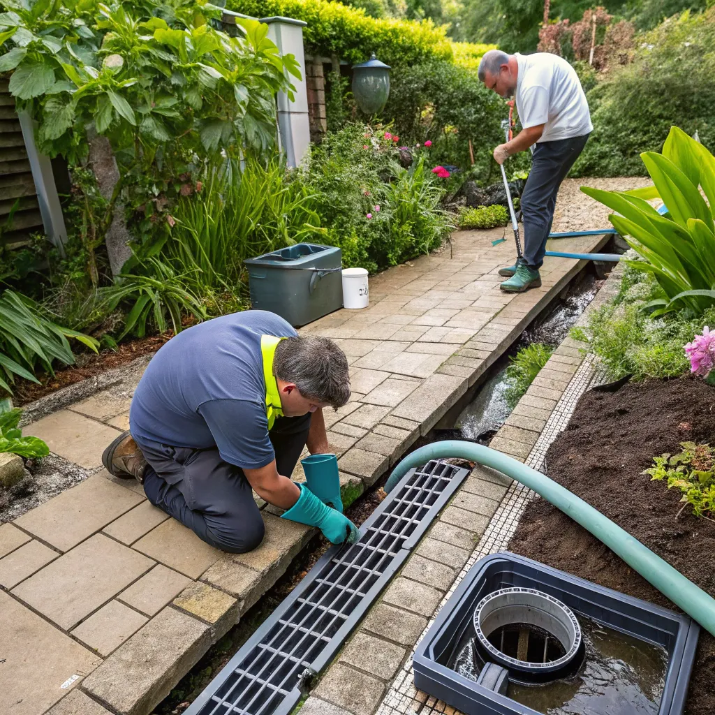Garden drainage system maintenance